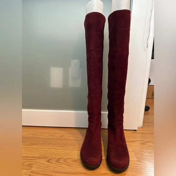 Genuine Stuart Weitzman 5050 Burgundy Over-the-Knee Boots 7 M - Picture 1 of 9